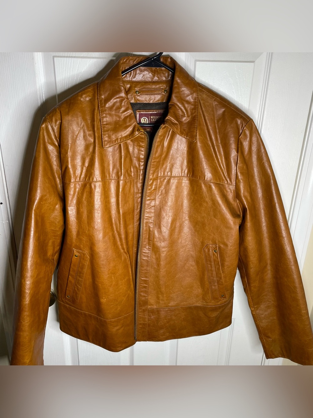 Wilson's Leather Y2K Lightweight Leather Jacket Men Size Large Cognac Brown